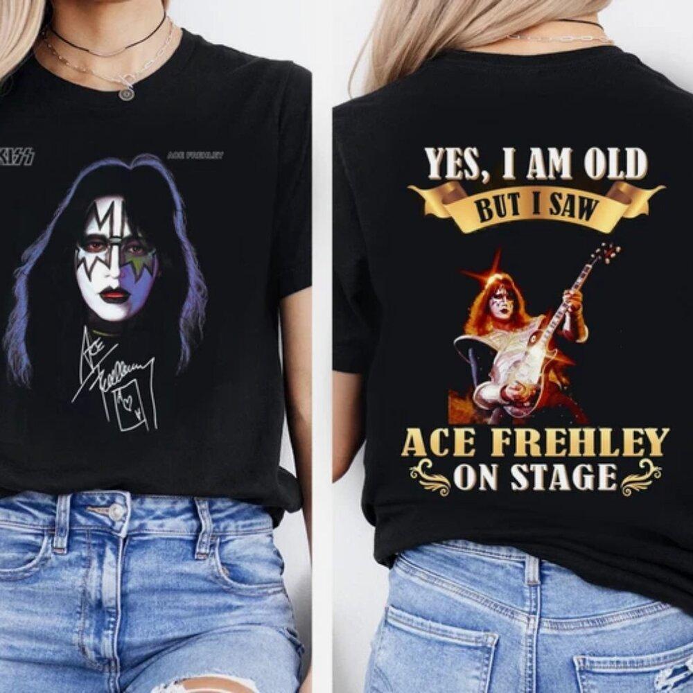 Kiss Ace Frehley Tribute Shirt, Heavy Cotton Men Women Classic 2 Sided Shirt